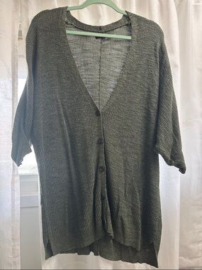 American Eagle Outfitters Olive Green Button-Front V-Neck Cardigan